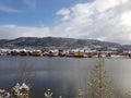 The beautiful city of MosjÃÂ¸en in Northern Norway with the river Vefsn river Royalty Free Stock Photo