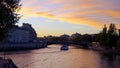 Beautiful city of Paris and River Seine in the evening - CITY OF PARIS, FRANCE - SEPTEMBER 4, 2023 Royalty Free Stock Photo