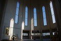 Beautiful city of Reykjavik in Iceland Hallgrimskirkja church, European street, rainbow road, canal Royalty Free Stock Photo