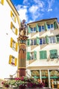 Beautiful City Street View, Fountain of Samson Simsonbrunnen, Solothurn, Switzerland