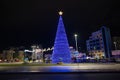 the beautiful city of Volos in Greece decorated for the Christmas and New Year holidays
