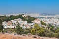 Beautiful cityscape of Athens from Areopagus Hill, Greece. Royalty Free Stock Photo