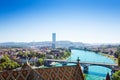 Basel cityscape viewed from Minster cathedral roof