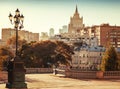 Beautiful cityscape, the capital of Russia, Moscow, the city center in the autumn season before sunset Royalty Free Stock Photo