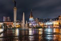 beautiful cityscape Europe square in Batumi Georgia night after rain Royalty Free Stock Photo