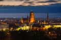 Beautiful cityscape of Gdansk with St. Mary Basilica and City Hall at dawn, Poland Royalty Free Stock Photo