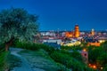 Beautiful cityscape of Gdansk with St. Mary Basilica and City Hall at dusk, Poland Royalty Free Stock Photo