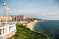 Beautiful cityscape with modern buildings on cliff coastline, blue sea and rocks, Gelendzhik, Russia Royalty Free Stock Photo