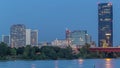 Beautiful cityscape with modern buildings day to night timelapse, the tallest skyscraper in Austria Royalty Free Stock Photo