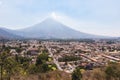 Beautiful Cityscape with Mountain Landscape in Antigua with Agua Volcano