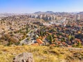 Beautiful cityscape with old and new districts of Ankara, Turkey. Ruins of old houses, ancient huts with red tiled roofs and Royalty Free Stock Photo