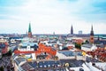 Beautiful cityscape with panoramic city views from above in Copenhagen, Denmark. Exotic amazing places. Popular tourist atraction