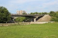 Beautiful cityscape with Park and bridge in the summer, the city of Kemerovo Royalty Free Stock Photo