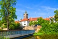 Beautiful cityscape of Pilsen, Czech Republic with dominant Water Tower, Vodarenska vez in Czech, photographed from park by