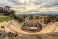 Plovdiv Roman theatre with ominous clouds Royalty Free Stock Photo