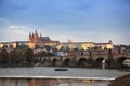 Beautiful Cityscape of Prague at night with Charles BridgeKarluv Most over Vltava river and Prague Castle, Czech Republic Royalty Free Stock Photo