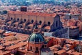 Beautiful cityscape skyline of Bologna old town center with Basilica di San Petronio on Piazza Maggiore in Bologna