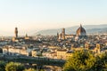 Florence, ITALY - October, 2017: Beautiful cityscape skyline of Firenze, Italy, with the bridges over the river Arno Royalty Free Stock Photo