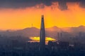 Beautiful cityscape and sunset at Seoul in South Korea Royalty Free Stock Photo