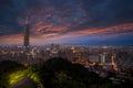 Beautiful cityscape of sunset with Taipei skyline.