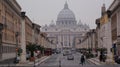 Rome, Italy, January 2007: a cityscape on Conciliazione street and Saint Peter cathedral. Royalty Free Stock Photo