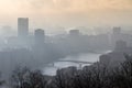 Hazy river Meuse in Liege