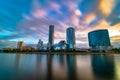 Beautiful cityscape Yekaterinburg at sunset with blurred blue and purple clouds Royalty Free Stock Photo