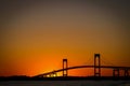 Beautiful Claiborne Pell, Newport Bridge at a sunset Royalty Free Stock Photo