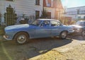Vintage classic blue Jaguar four doors old rare car