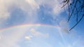 Beautiful Classic Rainbow Across In The Blue Sky After The Rain, Rainbow Is A Natural Phenomenon That Occurs After Rain