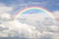 Beautiful Classic Rainbow Across In The Blue Sky After The Rain, Rainbow Is A Natural Phenomenon That Occurs After Rain, Rainbow