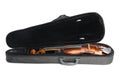 Beautiful classic violin in case isolated. Musical instrument Royalty Free Stock Photo