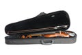 Beautiful classic violin in case isolated. Musical instrument Royalty Free Stock Photo