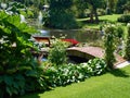 Beautiful classical design garden fish pond with water lily Royalty Free Stock Photo