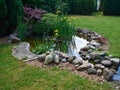 Beautiful classical garden fish pond gardening background