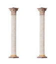 Beautiful classical marble columns isolated on white background Royalty Free Stock Photo