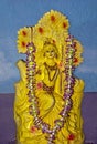 Beautiful clay statue of hindu goddess Saraswati.