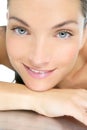 Beautiful clean cosmetics woman close up portrait