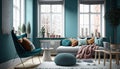 Beautiful clean cosy interior, beautiful Scandinavian lifestyle decoration. Generative Ai