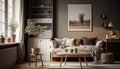 Beautiful clean cosy interior, beautiful Scandinavian lifestyle decoration. Generative Ai