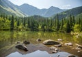 A beautiful, clean lake in the mountain valley in calm, sunny day. Mountain landscape with water in summer. Royalty Free Stock Photo
