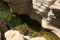 Beautiful clean pond between big rocks outdoors