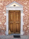 Beautiful clean wooden church entrance Royalty Free Stock Photo