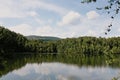 Beautiful clear lake near a green forest in Ocoee, Tennessee