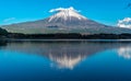 Beautiful clear sky Sunset, ducks swimming at Tanuki Lake(Tanukiko). Shizuoka prefecture, Fujinomiya-shi, Japan Royalty Free Stock Photo