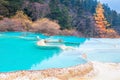 Beautiful clear water with blue calcification pond