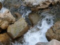 beautiful clear water and large stones in the Oya river