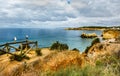 Beautiful cliffs above Praia dos Tres Castelos to the west of Praia da Rocha in south Portugal Royalty Free Stock Photo