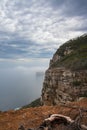 Cape Raoul hiking track on a cloudy day, located in Tasmania, Australia