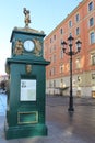 Beautiful clock and people at Malaya Konyushennaya Ulitsa , Nevsky Avenue.